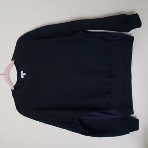 Clu washed black satin lined cotton crew neck pullover double split hem men sm